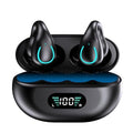 Open-Ear Wireless Headphones Bluetooth Clip On Mini Earbuds Charging Case Ear Buds Sports Bone Conduction Headphones Earphones for Workout Driving Walking (Black)